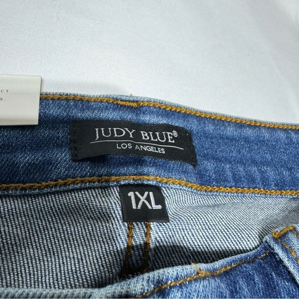 Judy Blue Womens Distressed Fray‎ Hem Denim Cut Off Shorts Mid Rise Size 1XL New